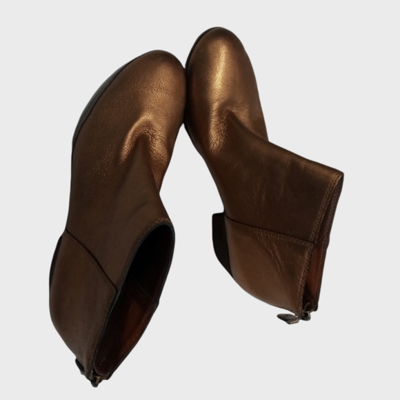 Lucky Brand Bronze Metallic Leather Ankle Boots/Booties Size 8 - Picture 2 of 13